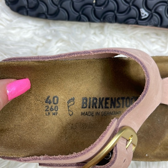 Birkenstock Gizeh big buckle sandals in pink nubuck leather - Picture 9 of 13